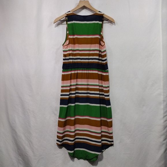 Fossil 100% Silk Color Strips Dress Womens S Multicolor Retro 90s Beach Vacation - Picture 4 of 8